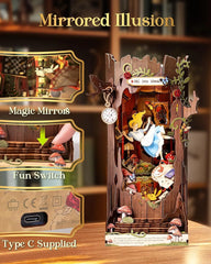 Robotime Rolife Book Nook Kits Fall into Wonder DIY Booknook with Lights Miniature House Kit 3D Wooden Puzzle Bookshelf Gift TGB