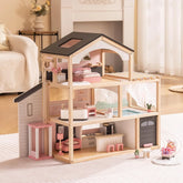 Luxury Wooden Dollhouse – 6 Rooms with Furniture, Elevator & Pool